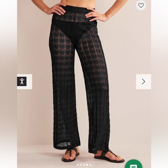 Boden Black Knit Sheer Resort Pants NWT Size 10 Beach Cover Up Wide Leg - Picture 3 of 12